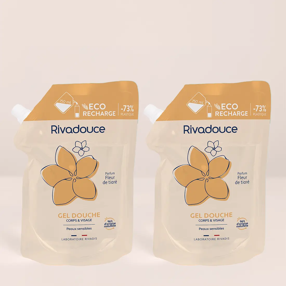 LOT RECHARGE GEL DOUCHE FLEUR DE TIARE 2*750ML